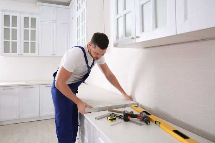 A kitchen countertop made of a durable and stain-resistant material, designed for easy maintenance in Stillwater